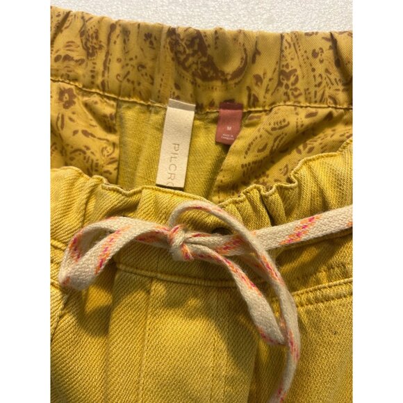 Anthropologie Pilcro Cottage Utility Pants Yellow Elastic Waist Medium - Picture 6 of 7